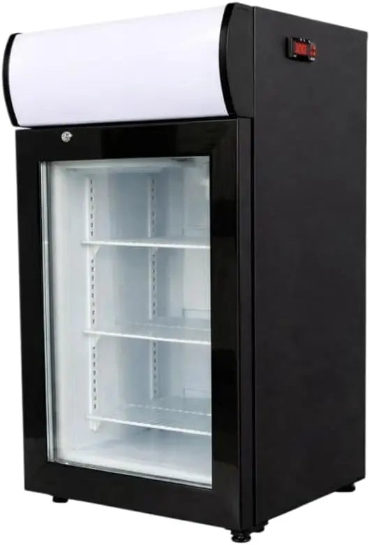 Générique Mini Congélateur Vitré 50L avec Canopy - -18°C - Froid Ventilé - 3 Étagères - Compact - LED – noir/gris