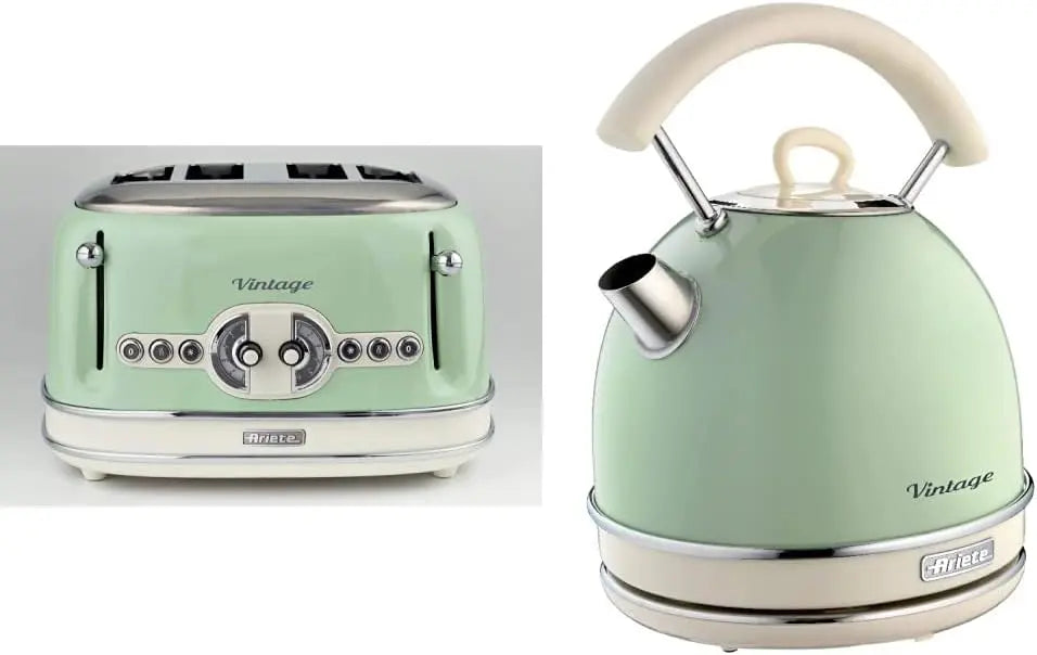Ariete 156 Grille-pain design Vintage 4 tranches – 1600 watts / 2000 W, argenté/vert