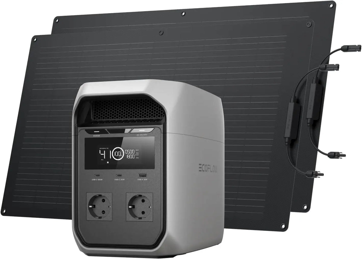 EF ECOFLOW DELTA 3 Classic 1024 Wh et panneau solaire flexible 100 W*2 – gris/noir