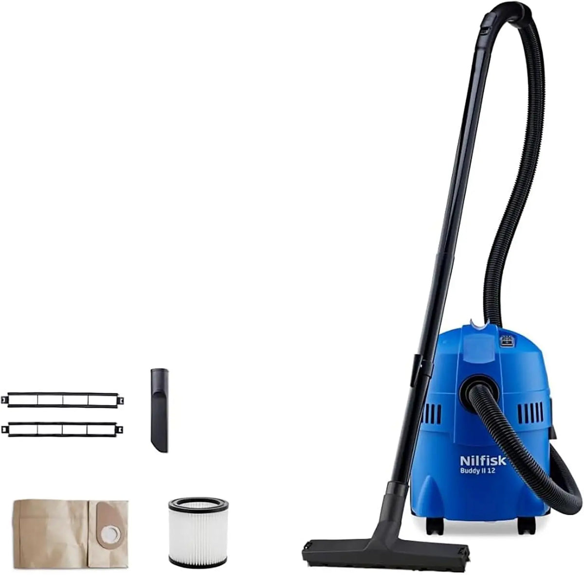 Nilfisk Buddy II 12L Aspirateur Eau et Poussière pour la Maison – 1200 W, bleu/gris/noir
