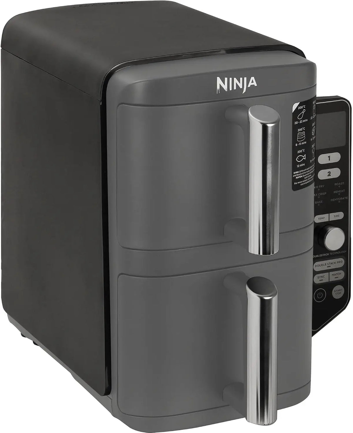 Ninja Double Stack XL Friteuse sans huile – 9,5 L, gris