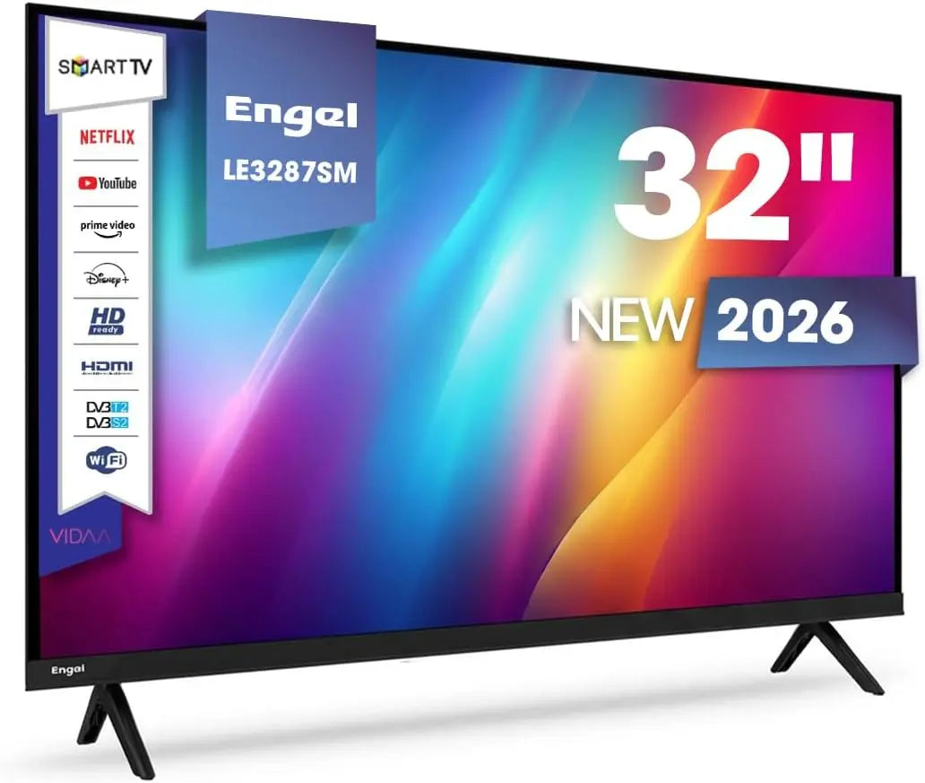 Engel LE3287SM téléviseur connecté LED 32' HD Ready avec VIDAA – DVB-T2/S2/C, 8 W, noir