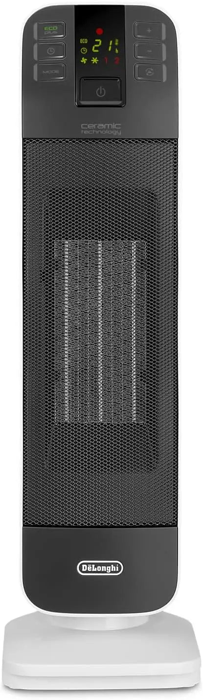 De'Longhi HFX65V20 Chauffage soufflant à tour – 1200 W / 2000 W, blanc/gris