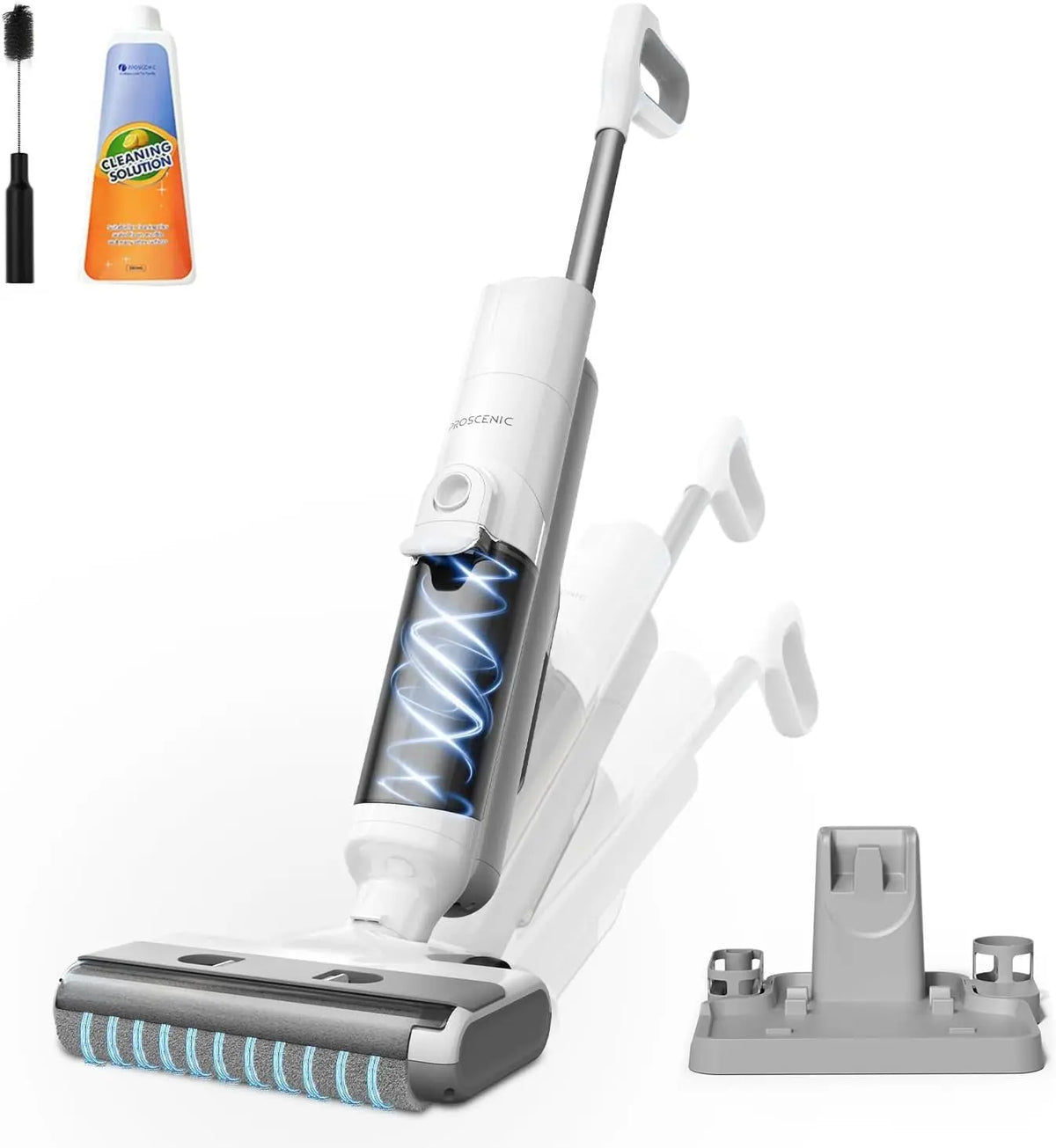 Proscenic F10 Ultra+ Aspirateur Laveur sans Fil,60 Mins Aspirateur Balai sans Fil Sec et Humide – 1,3 L, 2600 mAh, gris