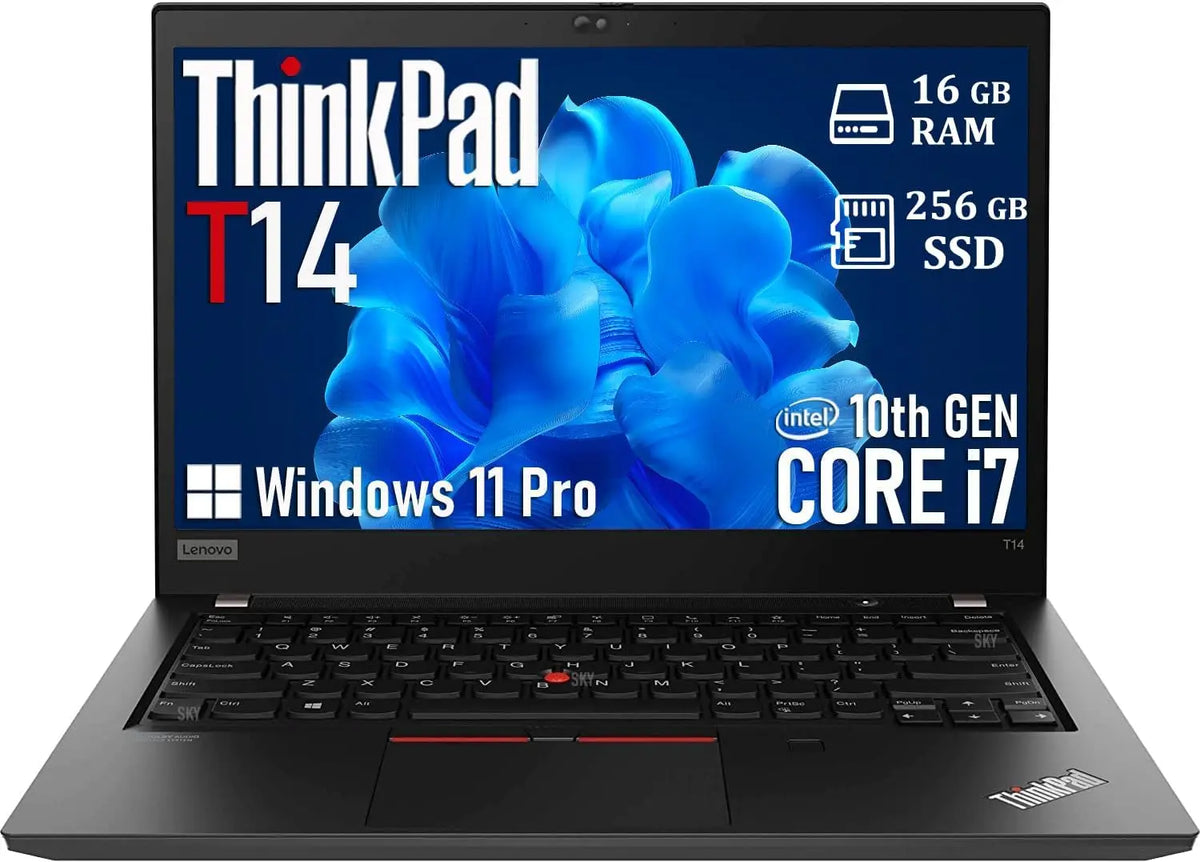 Lenovo Thinkpad T14 Gen 1 Ordinateur portable Professionnel – Intel Core i7-10510U, 1,8 GHz / 4,9 GHz, 16 Go / 256 Go, noir