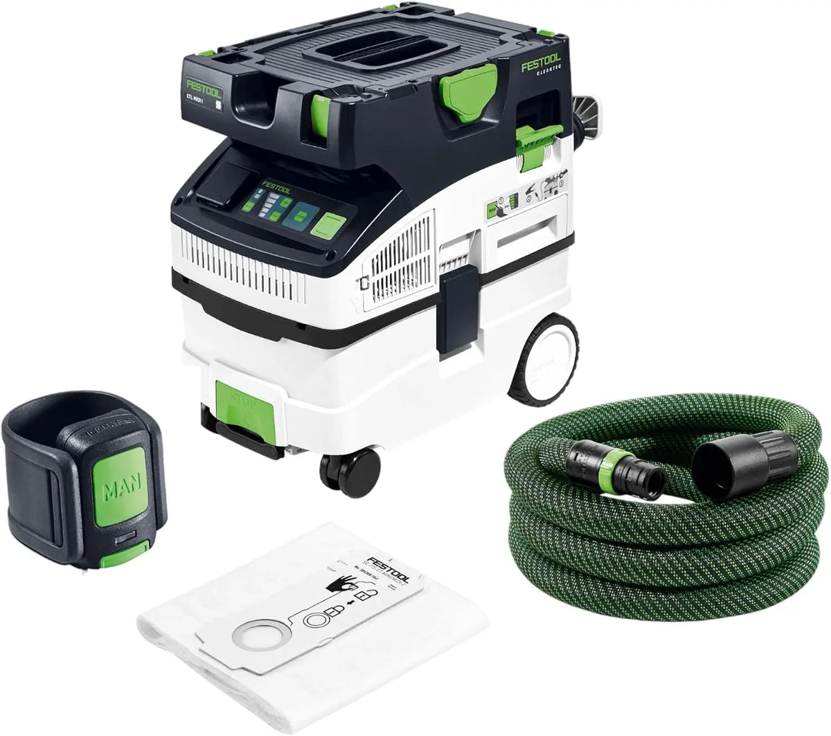 Festool Aspirateur CTL MIDI I CLEANTEC Classe L 15 L - 578038 – 1200 W / 2200 W, 3700 L/min, gris/noir