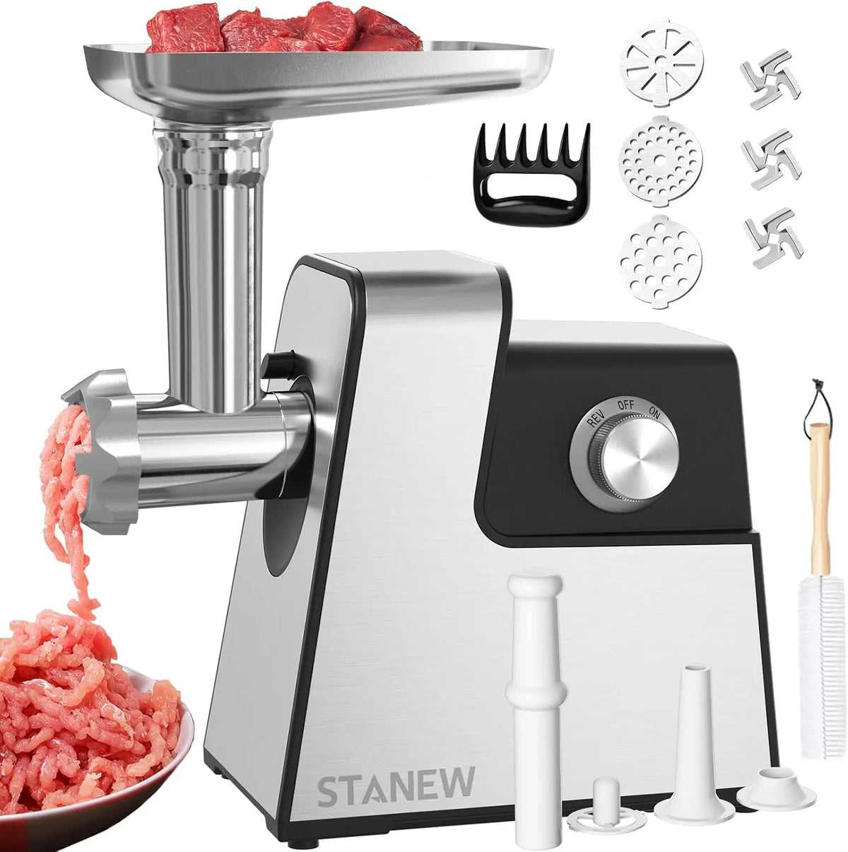 STANEW Hachoir électrique 3-en-1 – 3500 W, gris/noir