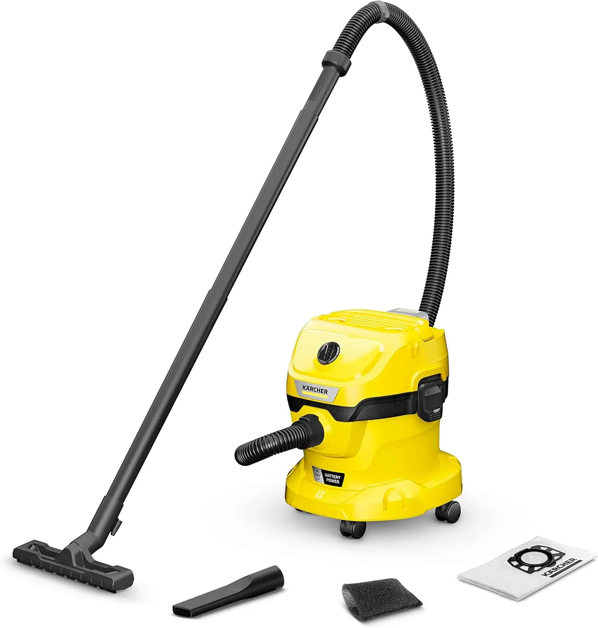 Kärcher Aspirateur Eau et Poussières sans Fil 18 V WD 2-18 – 12 l, sans batterie, gris/jaune