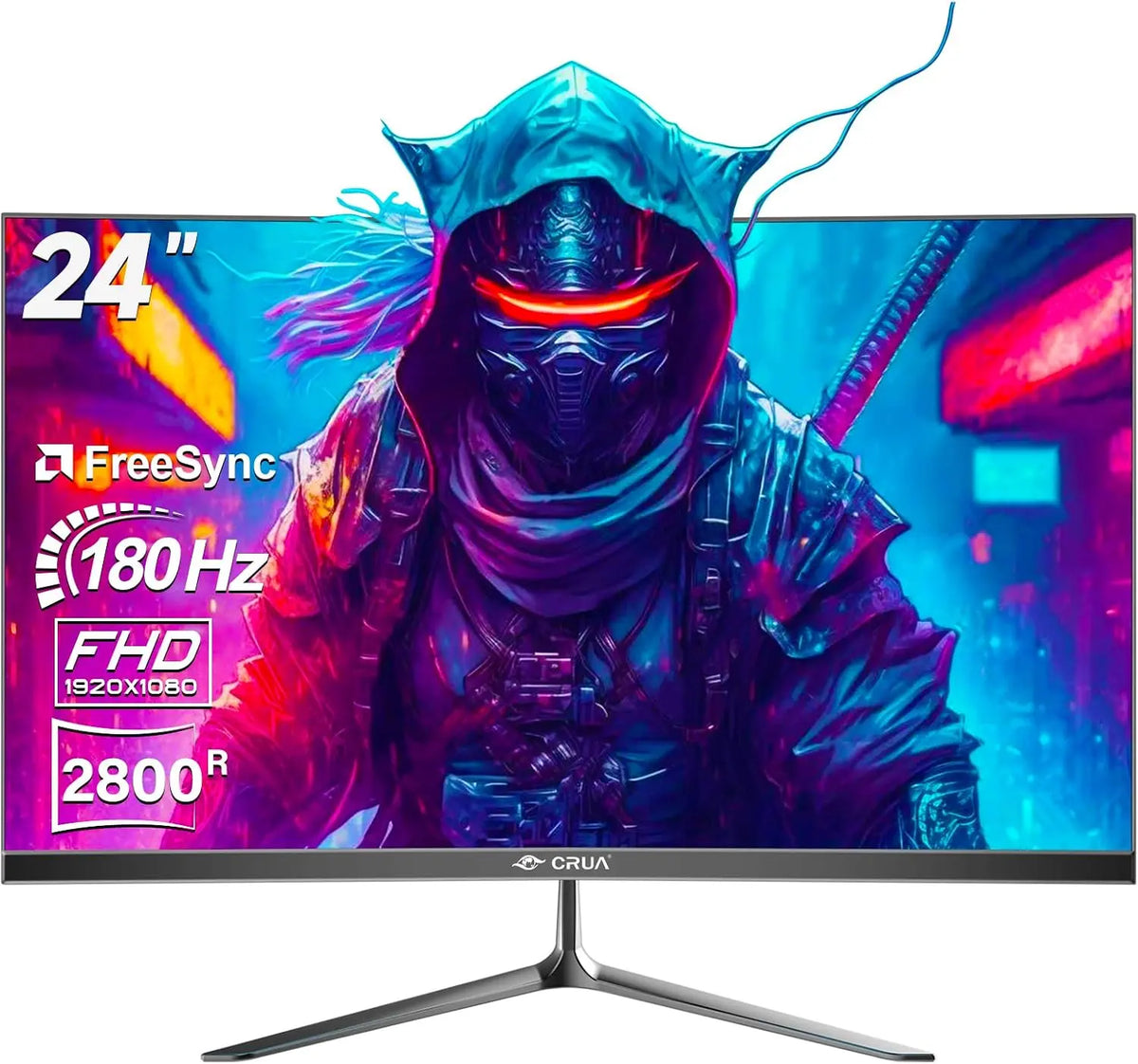 Écran PC pour le jeu 24 Pouces 180Hz - CURA Moniteur Incurvé FHD 1ms – noir