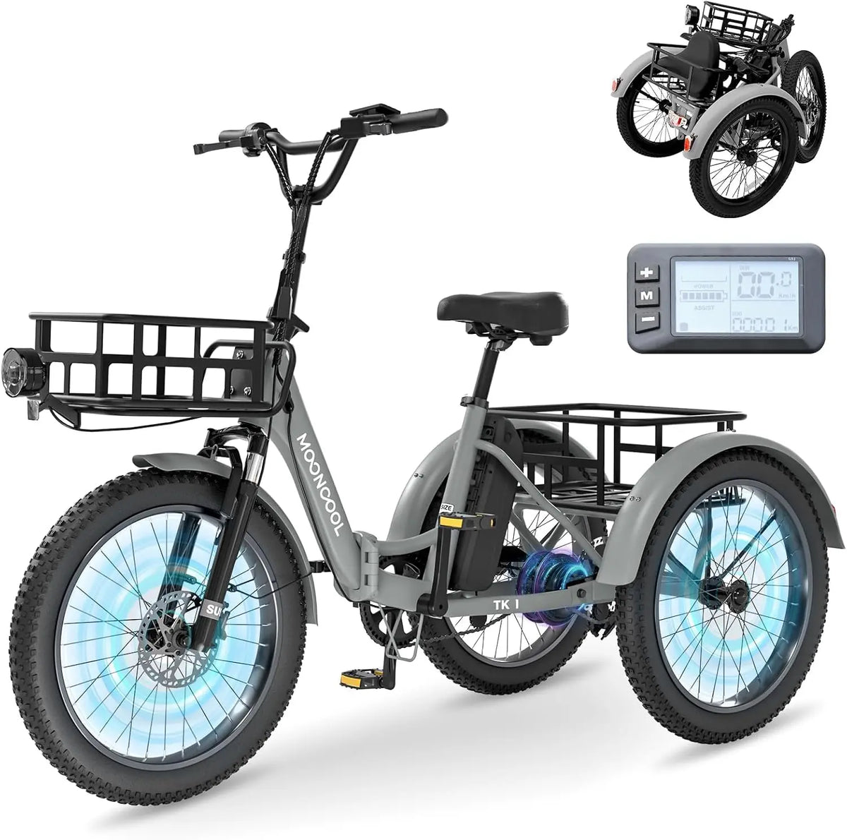 MOONCOOL VéLo Pliable E Bike – 250 W, 20 Ah, 45 NM, gris/noir