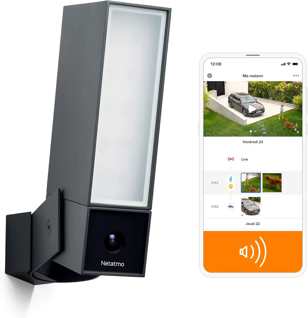 Netatmo – Caméra de Surveillance avec Sirène - Noir - NOC-S-FR
