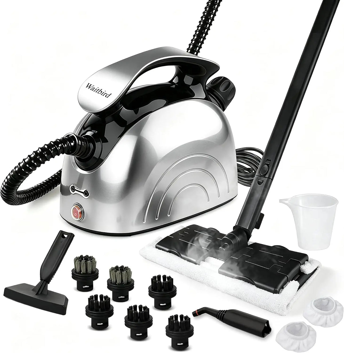 Waitbird Nettoyeur vapeur 4,5 bar pour le nettoyage de la maison – 1500 W, 900 ml, gris/noir