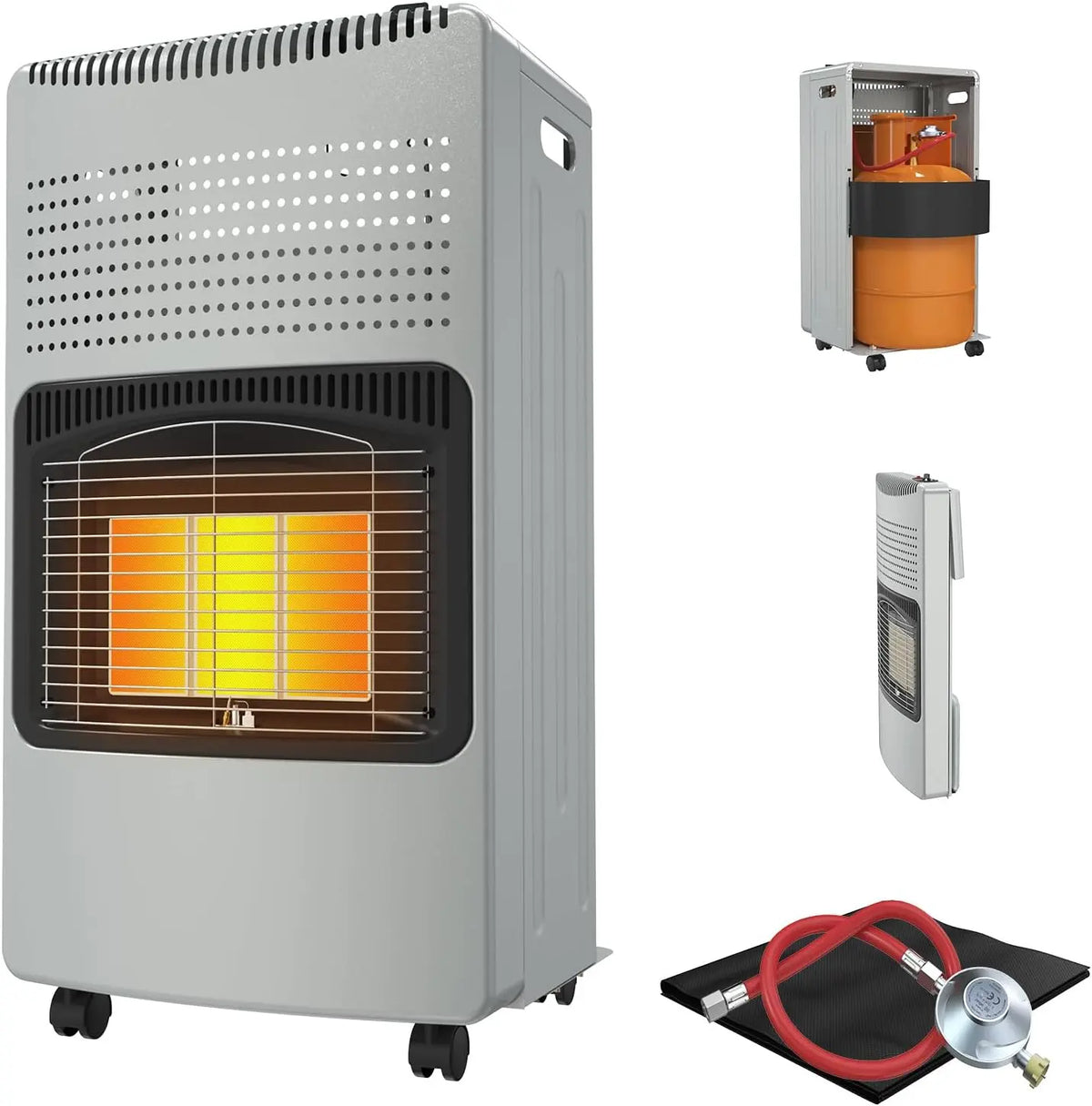 LZQ Chauffage à gaz en céramique 4200 W mobile ODS et protection – gris