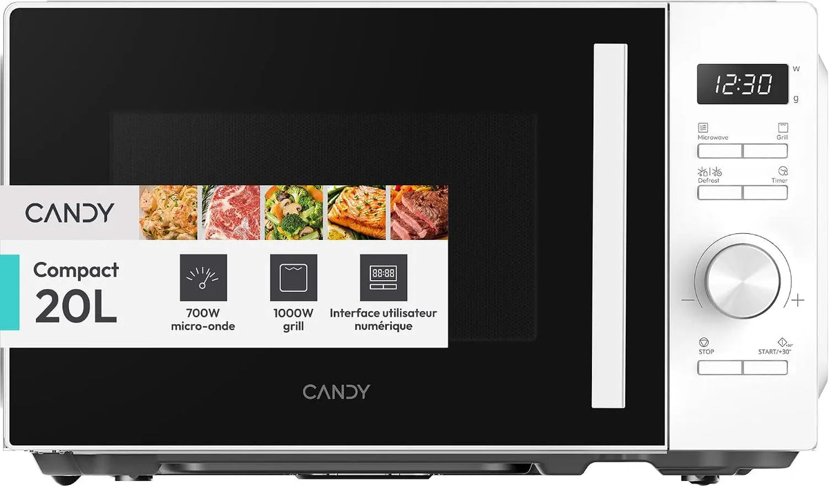 Candy WAVE 300 YEUMW3C20GDW Micro-ondes four à micro-ondes – 700 W / 1000 W, 20 litres, noir/gris