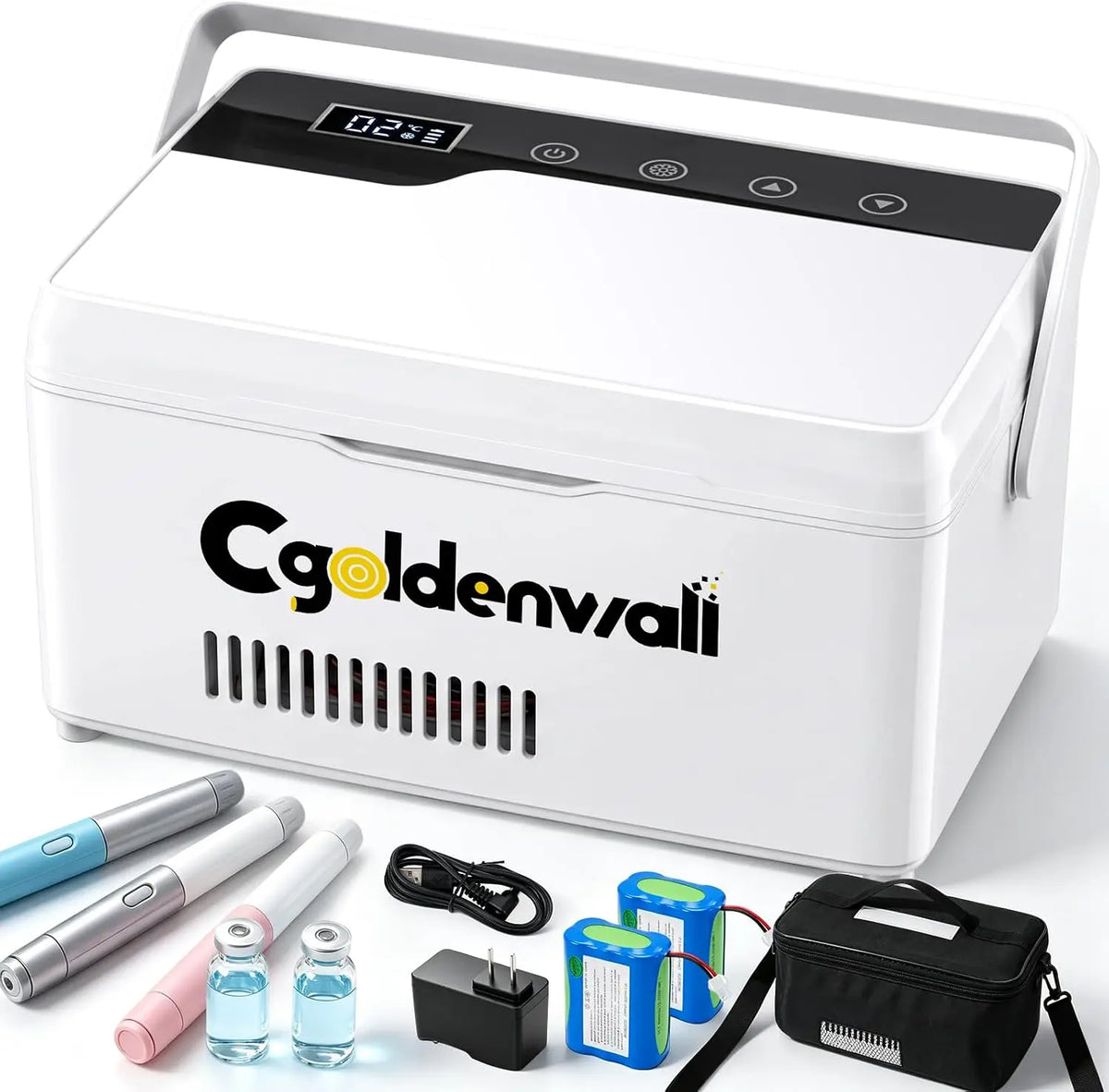 CGOLDENWALL Réfrigérateur Insuline portable 8-12H – 7800 mAh, gris/noir