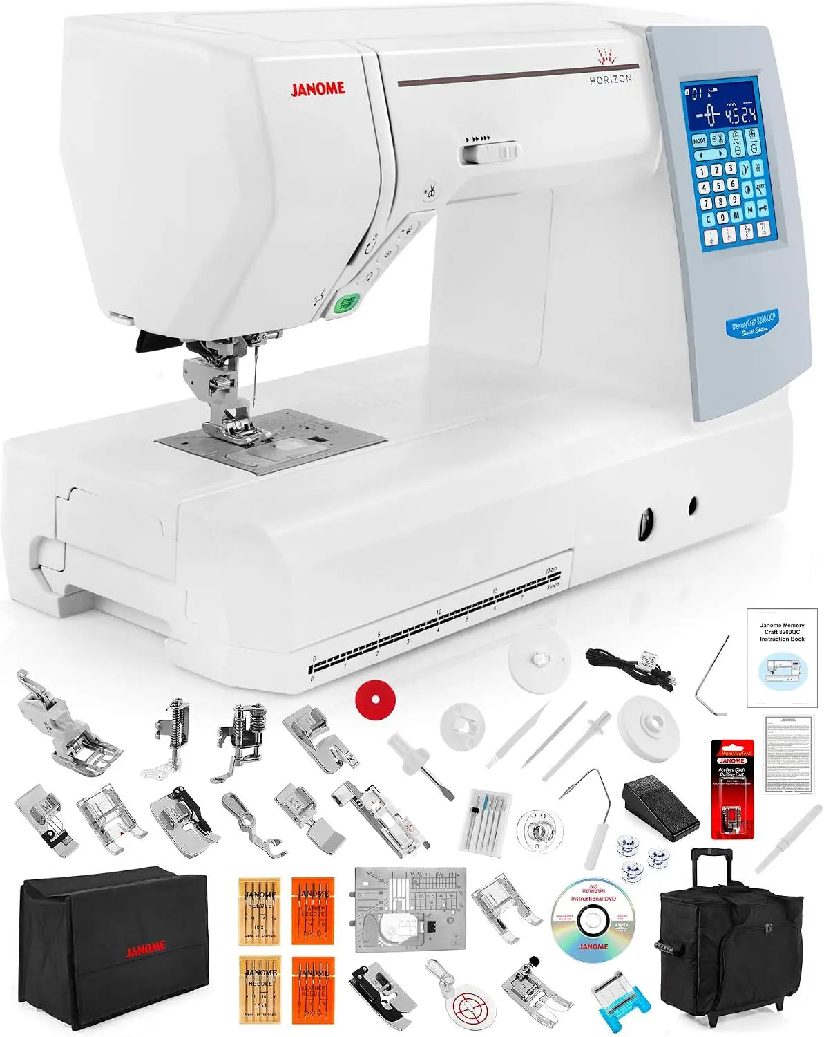 Janome Memory Craft Horizon 8200 QCP édition spéciale Machine à coudre informatisée avec valise