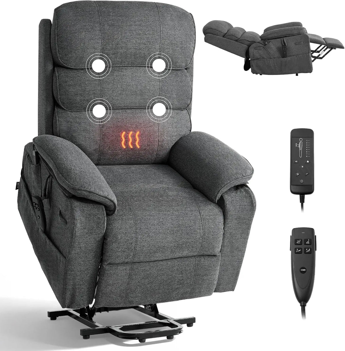 VEVOR Fauteuil Releveur Électrique – 89 x98 x104 cm, gris