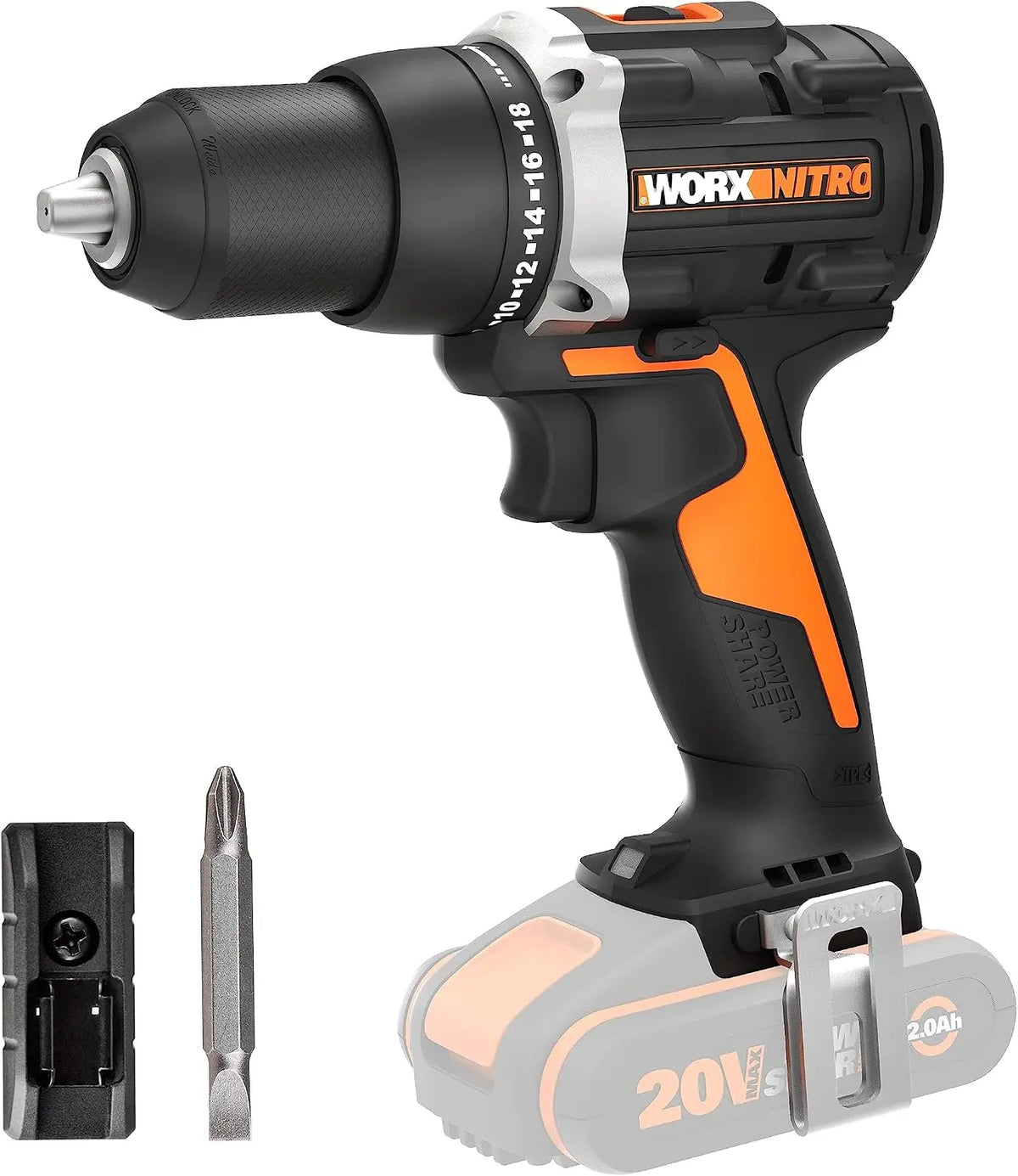 WORX Perceuse-visseuse sans balais 20V 60 Nm WX102.9 – gris/noir