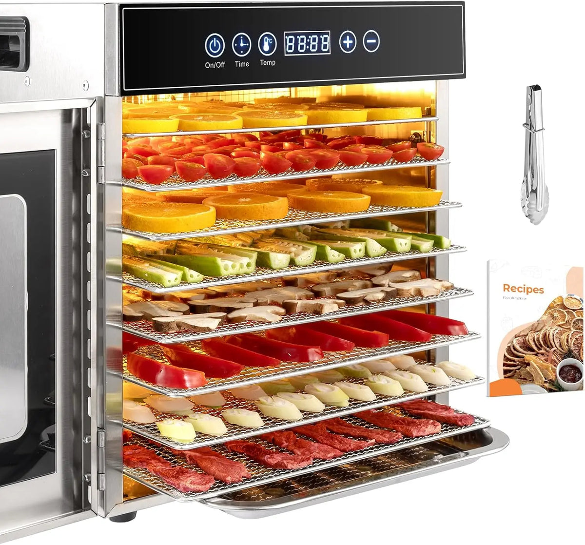 Kwasyo 8 Plateaux Deshydrateur Alimentaire en Acier Inoxydable – argenté