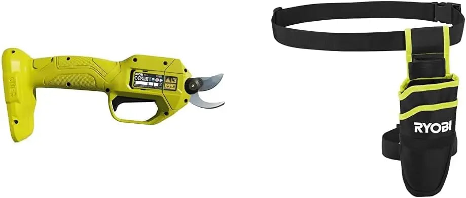 RYOBI - Sécateur Électrique 18V One+ - Lames Bypass Chromées en Acier Carbone Japonais SK5 & Étui – 1,5 Ah, noir/gris/jaune