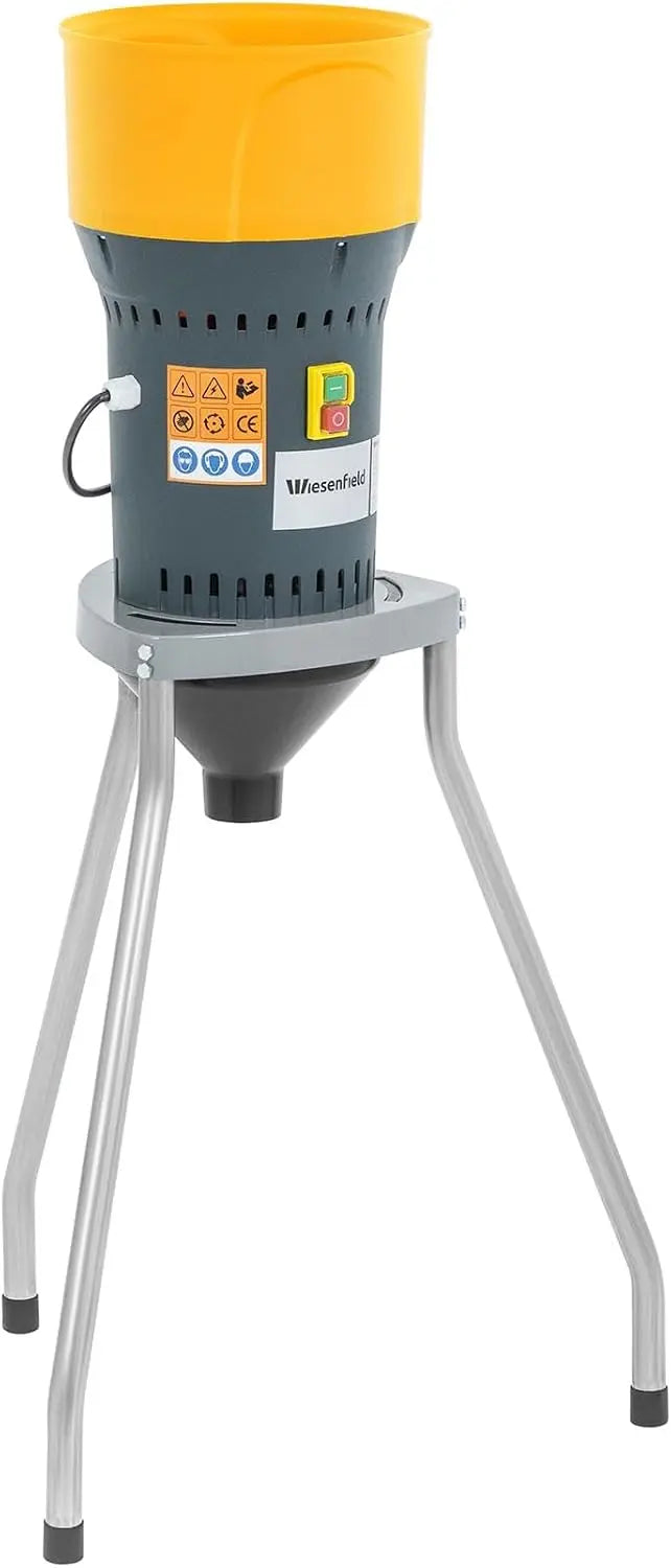 Wiesenfield Moulin à céréales électrique - 300 - 1 300 W - avec support Moulin à céréales professionnel – 6,5 l, gris/orange