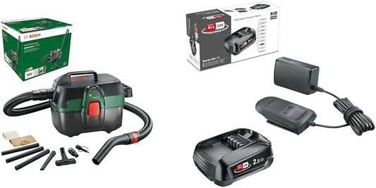 Bosch Aspirateur Eau et poussière à Batterie AdvancedVac 18V-8 système 18 Volts – 2,5 Ah, gris