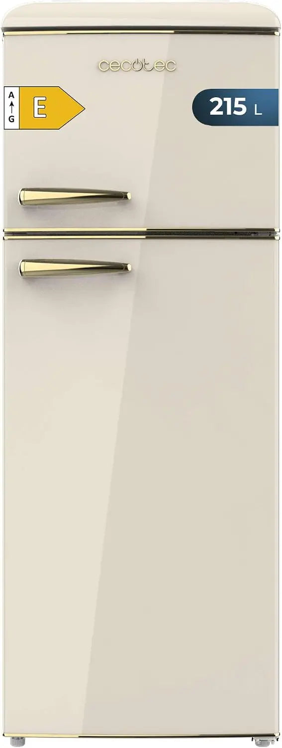 Cecotec Réfrigérateur 2 Portes Rétro de 215 L Bolero CoolMarket 2D Origin 215 Beige E. Hauteur 148,2 cm