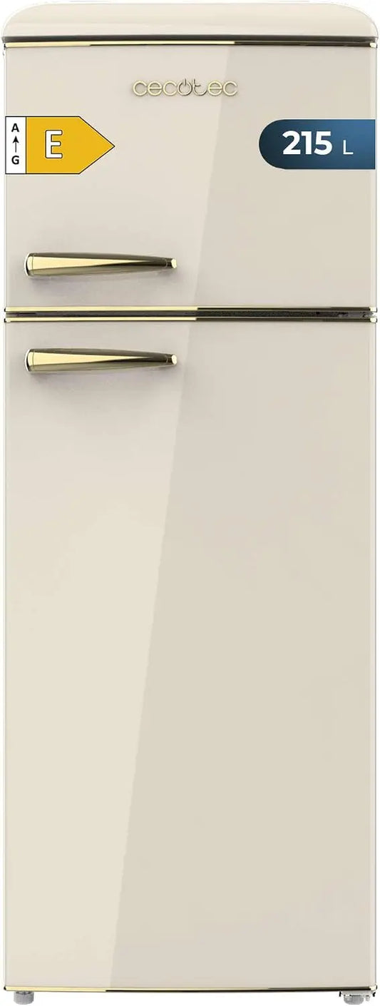 Cecotec Réfrigérateur 2 Portes Rétro de 215 L Bolero CoolMarket 2D Origin 215 Beige E. Hauteur 148,2 cm