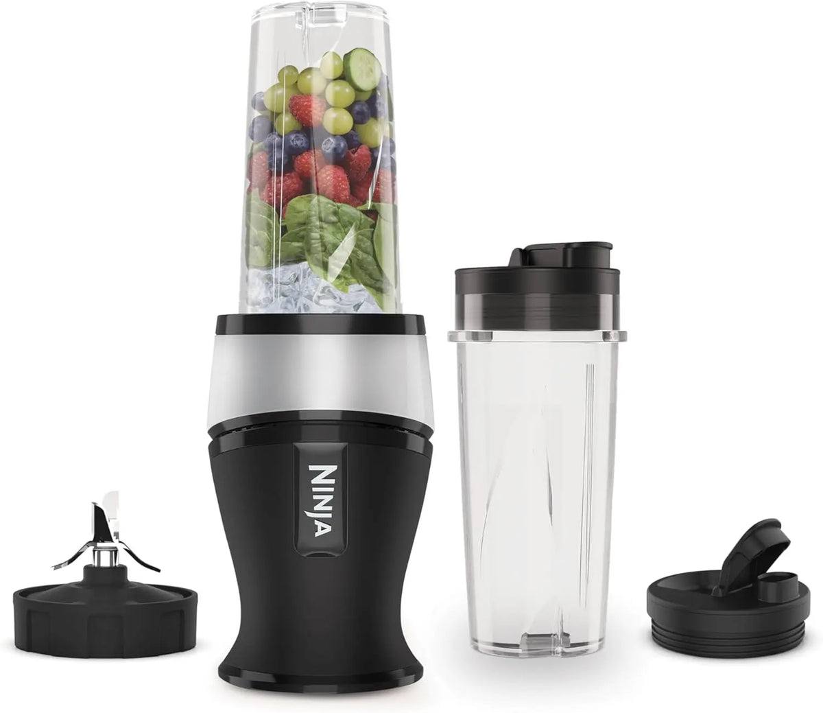 Ninja Mixeur Slim et Smoothie Maker 700W – 470 ml, argenté/noir