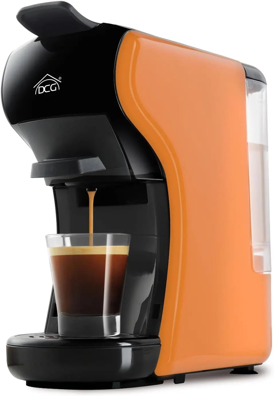 DCG ES6517 - Machine à café universelle – 1450 W, 0,6 litre, 25 x 11 x 27 cm, orange/noir