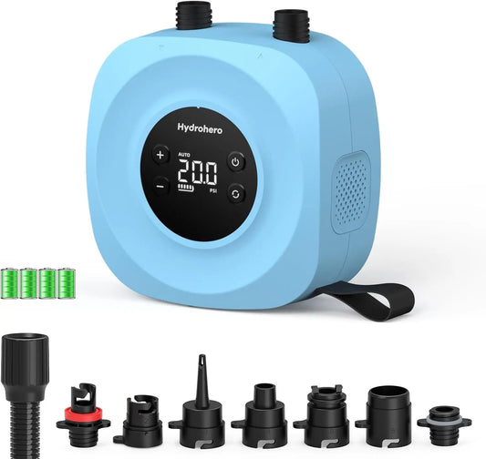 Hydrohero Pompe Sup électrique – 30 W, 400 L/min / 100 L/min, 2600 mAh, bleu/noir