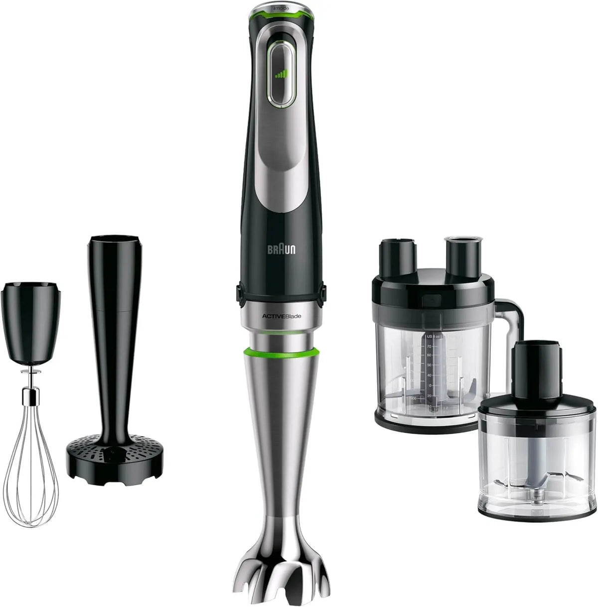 Braun MultiQuick 9 - Mixeur Plongeant 1200W avec Robot Culinaire XL Noir – 2 L / 500 ml