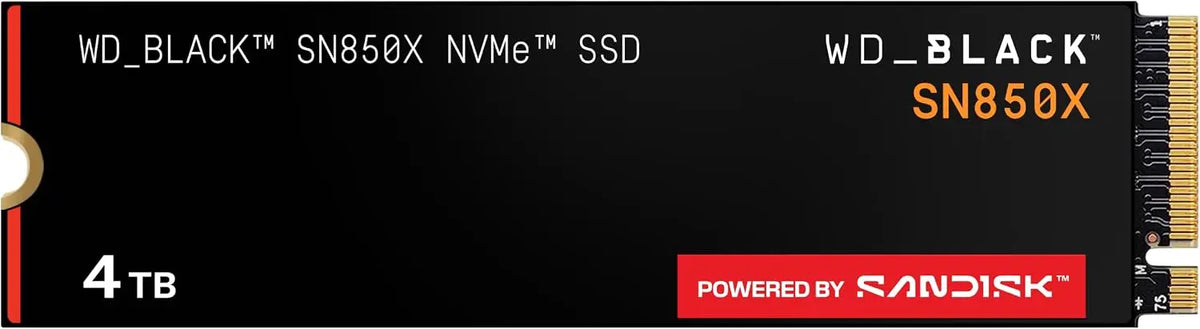 WD_BLACK SN850X NVMe SSD 4 To Jusqu'à 7 300 Mo/s / 6 600 Mo/s en lecture/écriture – noir