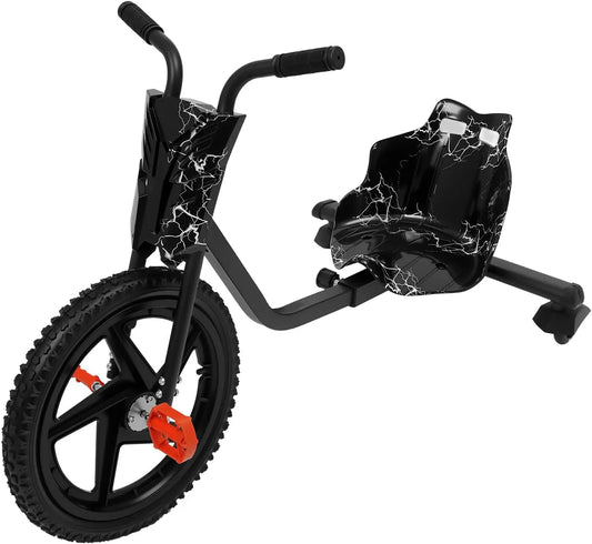 Tricycle Drift Enfant à Pédales Réglable 6+ Ans avec Roues Lumineuses – 90*68*60 cm, noir/gris