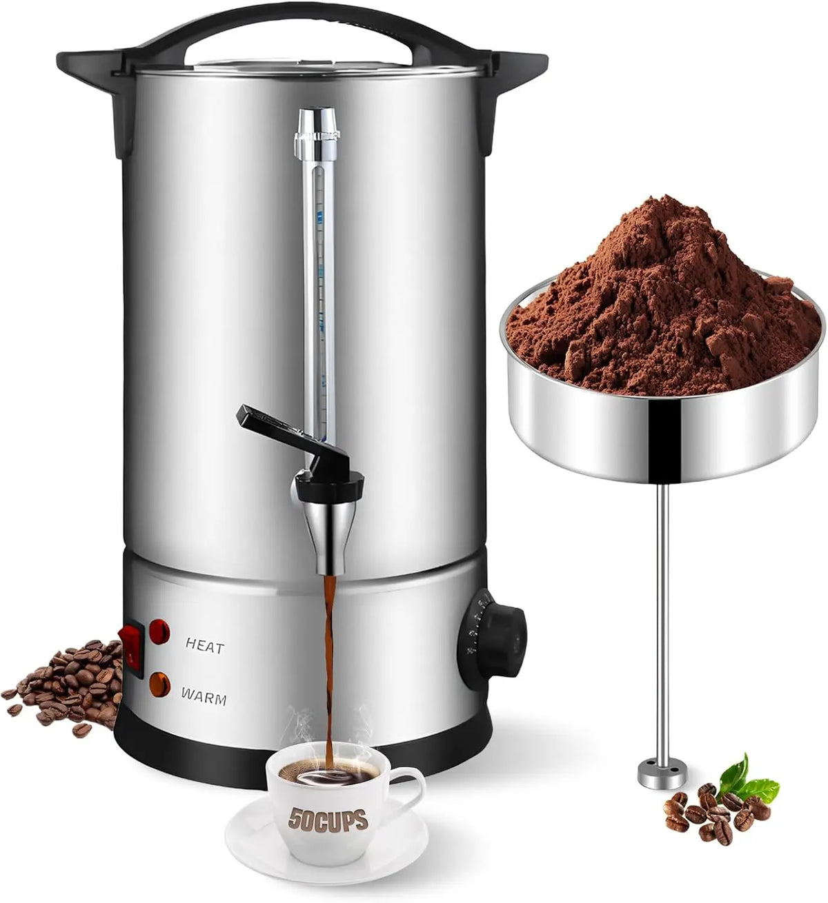 Bostar Percolateur à Café Professionnel 8L en Acier Inoxydable – argenté