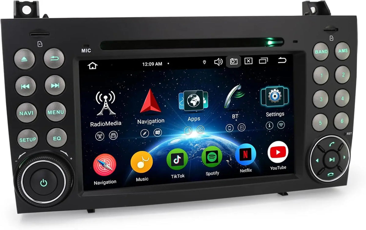 Erisin Android 16 Autoradio Bluetooth CD pour Mercedes Classe SLK R171 W171 – 2,0 GHz, 4 Go / 64 Go, noir/gris