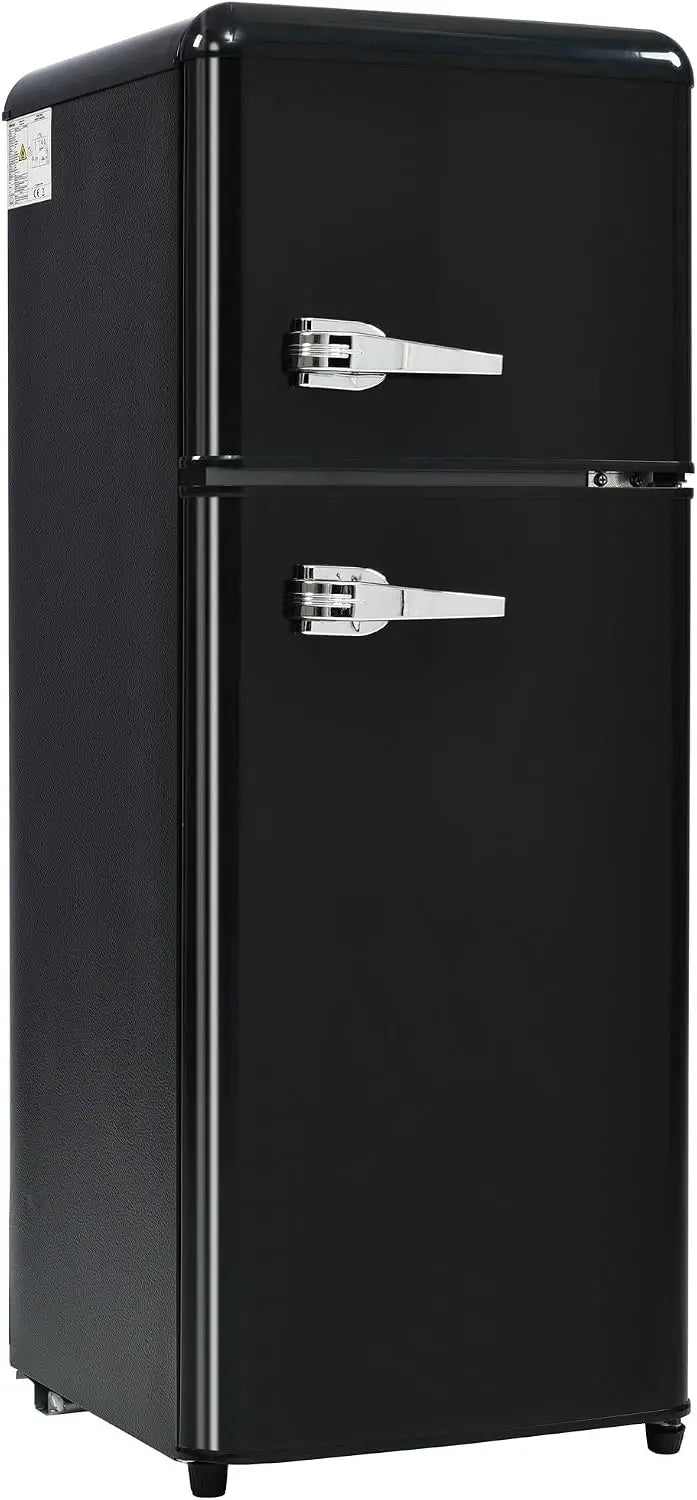 Réfrigérateur rétro vintage – 92 L / 28 l, 116 kWh, 105,5 x 41 x 45,5 cm, noir/gris
