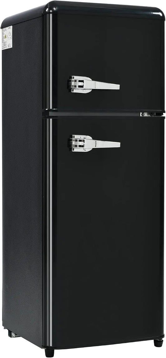 Réfrigérateur rétro vintage – 92 L / 28 l, 116 kWh, 105,5 x 41 x 45,5 cm, noir/gris