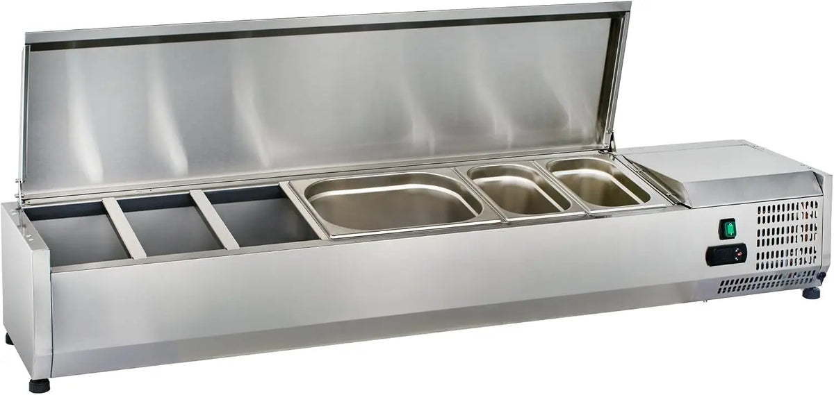 GastroHero Saladette à poser ECO 7 x GN 1/4 réfrigérateur – gris