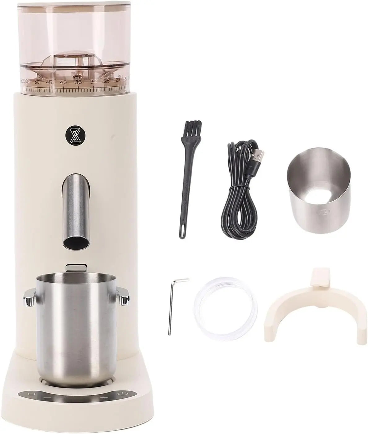 Brrnoo Moulin à café électrique Antistatique – 110 W, 60 ml, 2600 mAh, gris/blanc