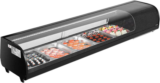 VEVOR Vitrine Réfrigérée à Sushis 82 L – 785 x 405 x 315 mm, 50 Hz, gris/noir