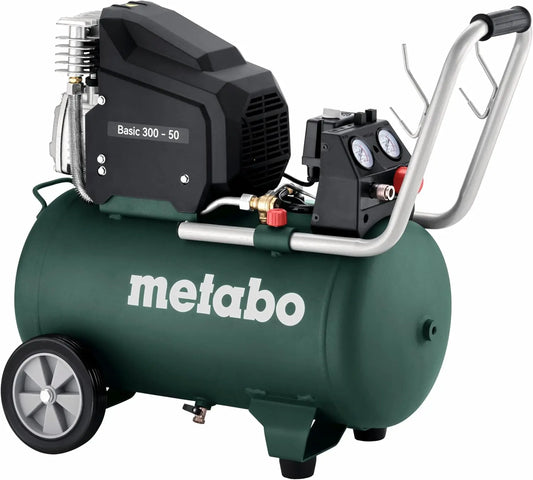 Metabo Compresseur basique 250-50 W OF avec raccord rapide universel – 50 l, 220 l/min / 120 l/min, gris/vert/noir