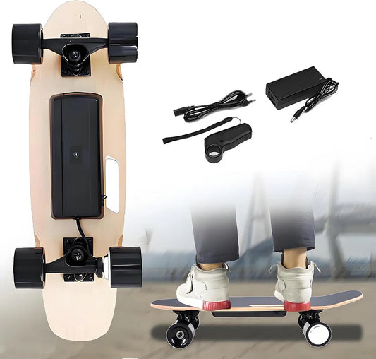 Skateboard électrique pour Adultes télécommande – 350 W, 2000 mAh, gris/noir