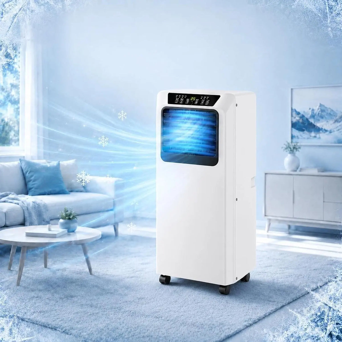 Climatiseur Mobile 9000 BTU avec Déshumidificateur et roulettes – bleu