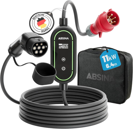 ABSINA Borne de Recharge vehicule Electrique CEE Type 2 – 0,5 W / 11 kW, gris/noir