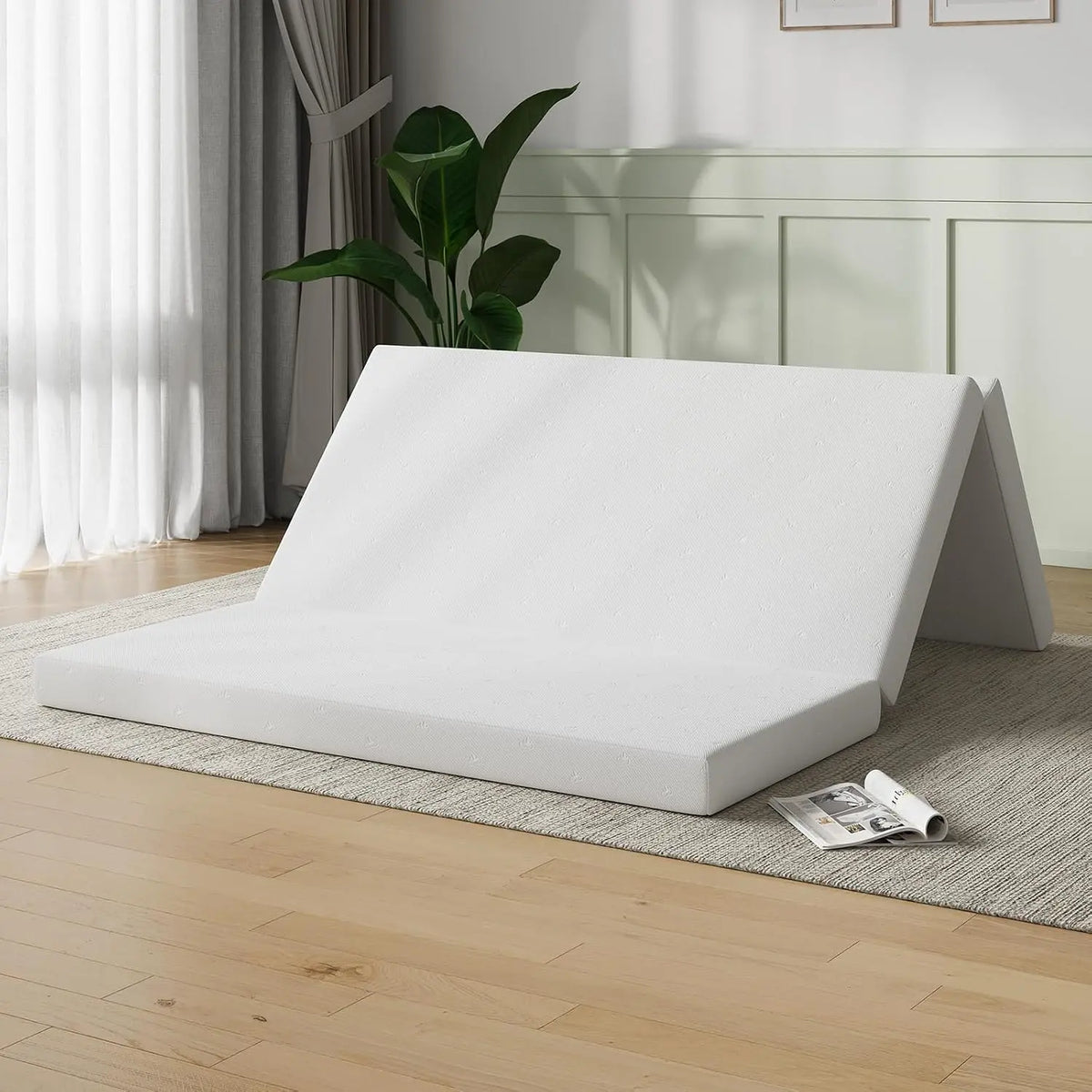 Novilla Matelas à Mémoire de Forme 3 Volets Pliable – 140 x200 x10 cm, gris/beige