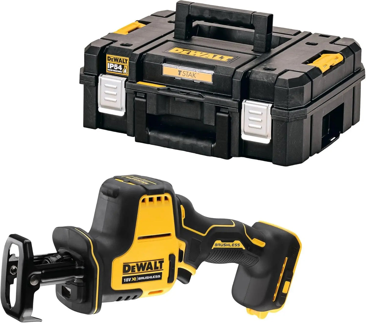 DEWALT DCS369NT-XJ Scie Sabre Compacte - XR 18V - sans balais - Sans Batterie Ni Chargeur - En Coffret – gris/noir