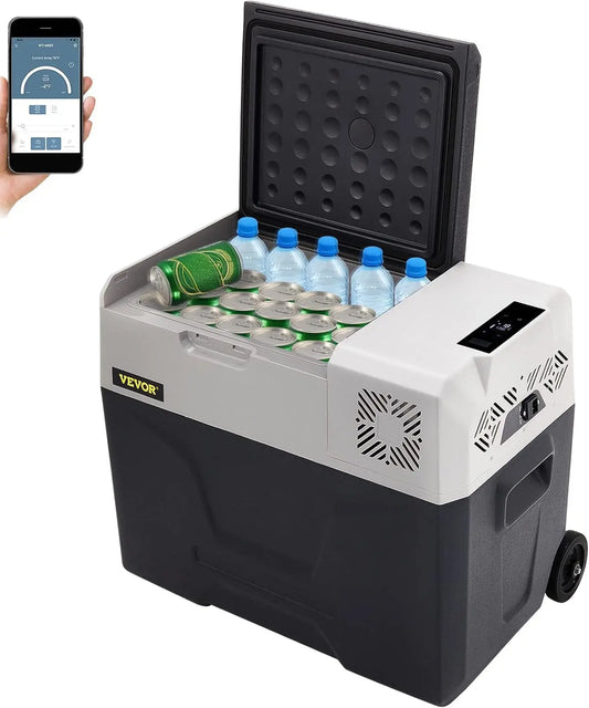 VEVOR Glacière Électrique portable de 40 L Réfrigérateur de Voiture Mini Frigo Silencieux 220V – 45 W / 0,2 kW, 28 bouteilles / 15 bouteilles