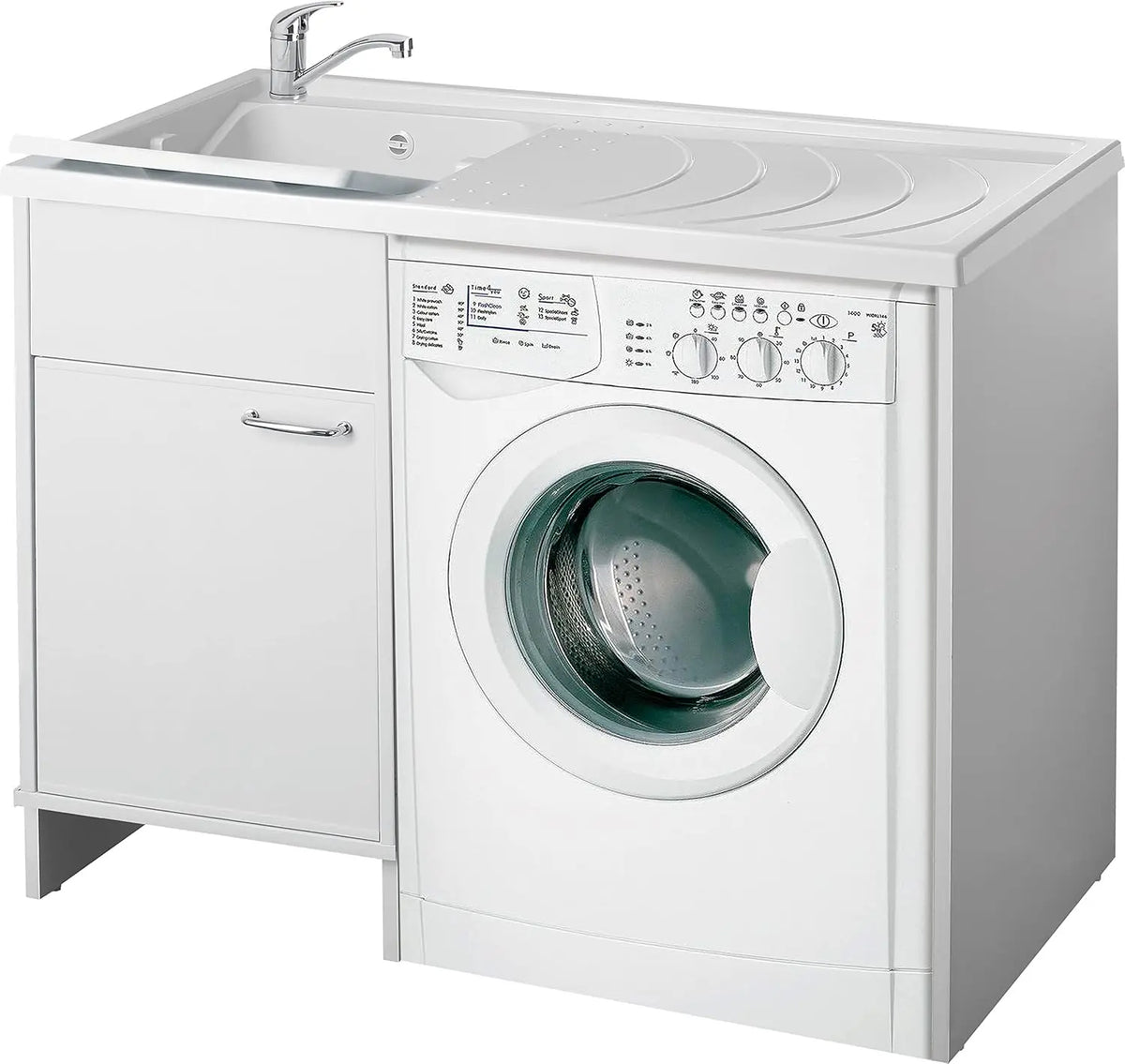 Negrari Couvre-Machine à Laver avec évier réversible 9008KAM en résine – blanc