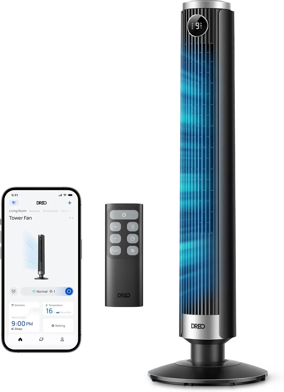 DREO Ventilateur colonne intelligent 554S – gris/bleu